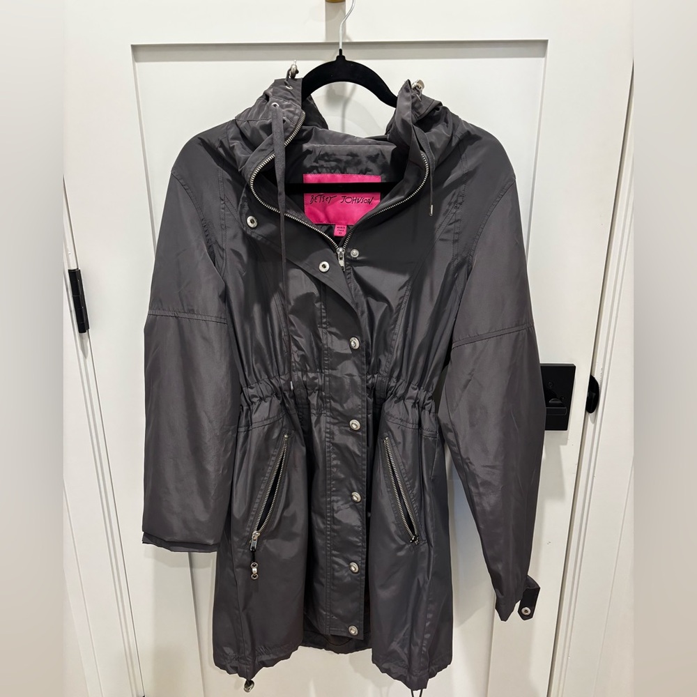 Betsey Johnson gray raincoat